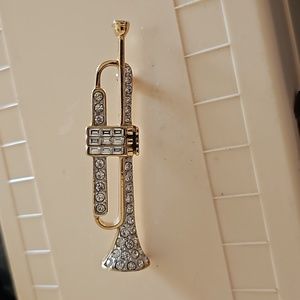 Carol Lee Rhinestone Trumpet Brooch